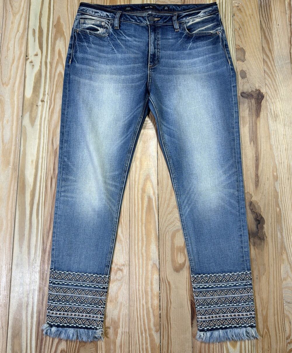 Miss Me Ankle Skinny Jeans Women's 32 Denim Embroidered